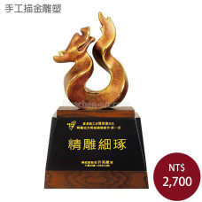 手工描金雕塑-龍如意(古銅色)