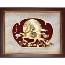 立體金箔畫-黃金畫-馬上發財32x25cm 立體金箔畫-黃金畫-馬上發財32x25cm