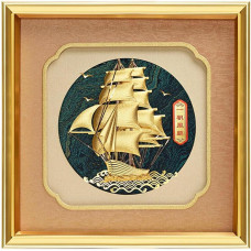立體金箔畫-黃金畫-一帆風順 船(30x30cm) 立體金箔畫-黃金畫-一帆風順 船(30x30cm)