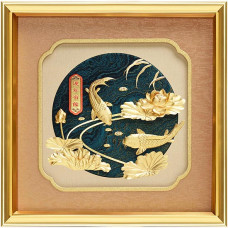 立體金箔畫-黃金畫-連年有餘(30x30cm) 立體金箔畫-黃金畫-連年有餘(30x30cm)