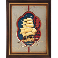 純金-金箔畫-【黃金畫-一帆風順-船】(26x33cm) 純金-金箔畫-【黃金畫-一帆風順-船】(26x33cm)