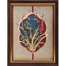 純金-金箔畫-【黃金畫-蘭香怡德】(26x33cm) 純金-金箔畫-【黃金畫-蘭香怡德】(26x33cm)