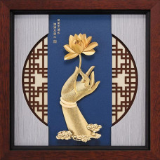 立體金箔畫-黃金畫-佛手蓮花30x30cm 立體金箔畫-黃金畫-佛手蓮花30x30cm