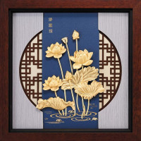立體金箔畫-黃金畫-靜蓮30x30cm 立體金箔畫-黃金畫-靜蓮30x30cm