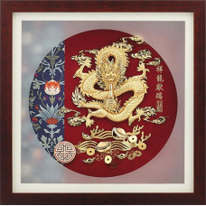 立體金箔畫-黃金畫-祥龍獻瑞30x30cm 立體金箔畫-黃金畫-祥龍獻瑞30x30cm