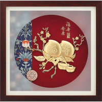 立體金箔畫-黃金畫-福壽安康30x30cm 立體金箔畫-黃金畫-福壽安康30x30cm