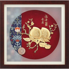 立體金箔畫-黃金畫-福壽安康30x30cm 立體金箔畫-黃金畫-福壽安康30x30cm
