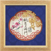 金箔畫-黃金畫-純金(桃李滿門)23x23cm