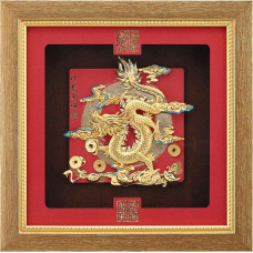 立體金箔畫-黃金畫-純金(祥龍獻瑞)24x24cm 立體金箔畫-黃金畫-純金(祥龍獻瑞)24x24cm