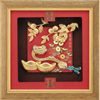 立體金箔畫-黃金畫-純金(事事如意)24x24cm