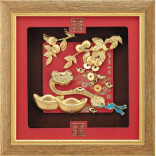 立體金箔畫-黃金畫-純金(事事如意)24x24cm