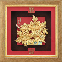 立體金箔畫-黃金畫-純金(榮華富貴)24x24cm