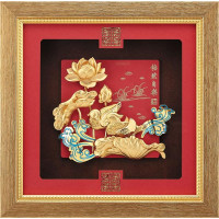 立體金箔畫-黃金畫-純金(怡然自樂)24x24cm