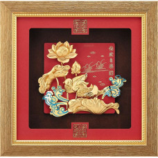 立體金箔畫-黃金畫-純金(怡然自樂)24x24cm