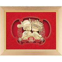 立體金箔畫-中式-雙喜娃娃26x33cm