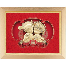 立體金箔畫-中式-雙喜娃娃26x33cm