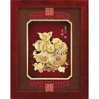 立體金箔畫-豬-富足吉祥(26x33cm)