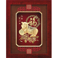 立體金箔畫-豬-福壽雙全(26x33cm)
