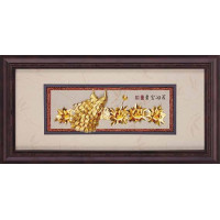立體金箔畫-黃金畫-花開富貴60x124cm 立體金箔畫-黃金畫-花開富貴60x124cm