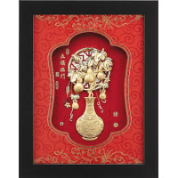 立體金箔畫-黃金畫-(五福臨門)27x34cm