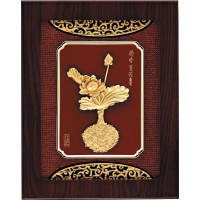立體金箔畫-黃金畫-純金(荷香蓮花)27x34cm