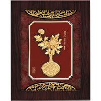 立體金箔畫-黃金畫-純金(花開富貴)27x34cm
